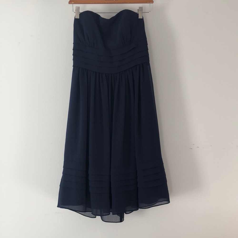 strapless chiffon dress